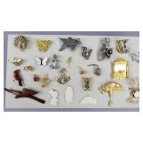 Gold Silver Tone Figural Animal Bird Pins Brooches