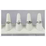 Sterling Silver CZ Fancy Rings, 1 Marked Vanna K