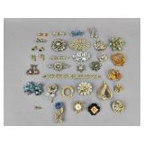 Multi Color Rhinestone Pins Brooches Earrings