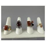 Sterling Silver Carnelian Garnet Gemstone Rings