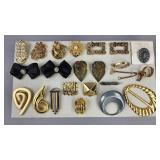 Gold Silver Tone Scarf Shaw Slide/Rings, Fur Clips