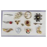Silver Gold Tone Figural Design Pins and Brooches