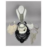 Chico Pearl Fabric Bib Collar Choker Necklaces