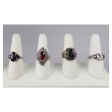 Silver Sajen Saada Signed Ladies Gemstone Rings