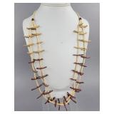 Two Strand Zuni Bird Fetish Silver Ball Necklace