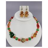 Italy Randazzo Christmas Lampwork Necklace Set