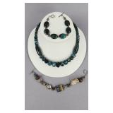 Silver Apatite Chrysocolla Lampwork Jewelry