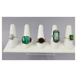 Silver Gold Accent Gemstone Ladies Mens Rings