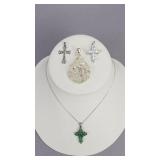 Silver Necklace, Silver Crosses, Herkimer Cluster