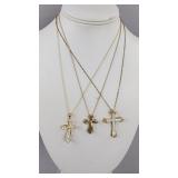 Gold Over Silver Necklaces and Crystal Crosses