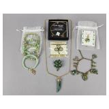 Irish 4 Leaf Clover Good Luck Green Jewelry