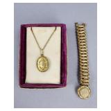 Gold Tone Sweetheart Bracelet and Locket