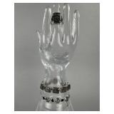 Silver Tourmalinated Quartz Bracelets and Ring