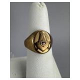 10K Yellow Gold Masonic Ring Repair Spot Visible
