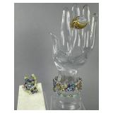 Silver Multi Gemstone Bracelets, Ring, Pin/Brooch