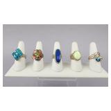 Gold Over Silver Enamel Gemstone Rings