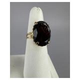 14K Yellow Gold Smoky Quartz Ladies Ring