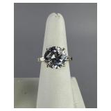 14K Round Baguette CZ Engagement Ring