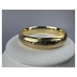 14K Diamond Cut Etched Hinged Bangle Bracelet