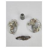 Late 19-Early 20th Century Silver Brooches Thimble