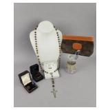 Rosary, Cuff Links, Bracelet, Small Bag/Purse