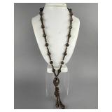 28 inch 14K Smoky Quartz Beaded Lariat Necklace