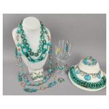 Acrylic or Faux Turquoise Gold Silver Tone Jewelry