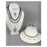 Silver Multi Color Purple Cultured Pearl Necklaces