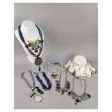 Signed Chico Stones Beads Fabric Silver Necklaces