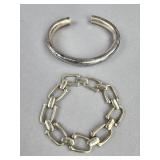 Silver Mexico Cuff and Paperclip Style Bracelets