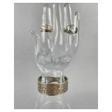 Sterling Silver Rings and Hinged Bangle Bracelet