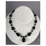 14K Clasp Faceted Black Onyx Bead Necklace