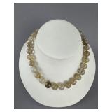 14K Clasp 13-14 MM Rutilated Quartz Bead Necklace