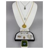 Gold Silver Tone Necklaces, Bracelet, Ring, Pins..