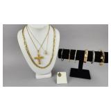 Gold/Silver Tone Bangles Necklaces Charm Bracelet