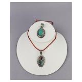 Relios Signed Silver Charms Red Silk Cord Necklace