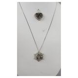 Silver Color Diamond Heart, Blue Diamond Snowflake