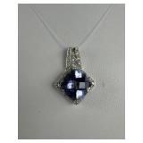 14K WG Aurora Peacock Stone Diamond Pendant