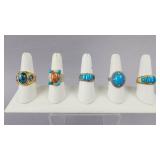 Gold Over Silver, Silver Turquoise Gemstone Rings
