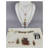 Christmas Necklaces, Pins/Brooches, Earrings