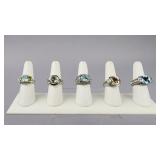 Five Silver Judith Ripka Gemstone Ladies Rings