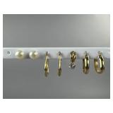 14K Yellow Gold Hoops Cultured Pearl Stud Earrings