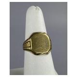 10K Yellow Gold Signet Ring Initial R