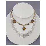 Silver Art Deco Necklace, Graduated Bead Necklace