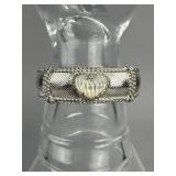 Sterling Judith Ripka MOP Heart Cuff Bracelet