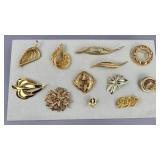 Gold Tone Large Design Pins Brooches