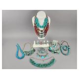 Acrylic or Faux Turquoise Red White Beads Jewelry