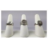 Sterling Silver Diamond Fashion Cluster Rings