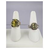 CNA 14K, Ann King 18K Silver Green Gemstone Rings