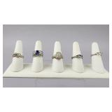 Silver Gemstone and CZ Ladies Fashion Rings
